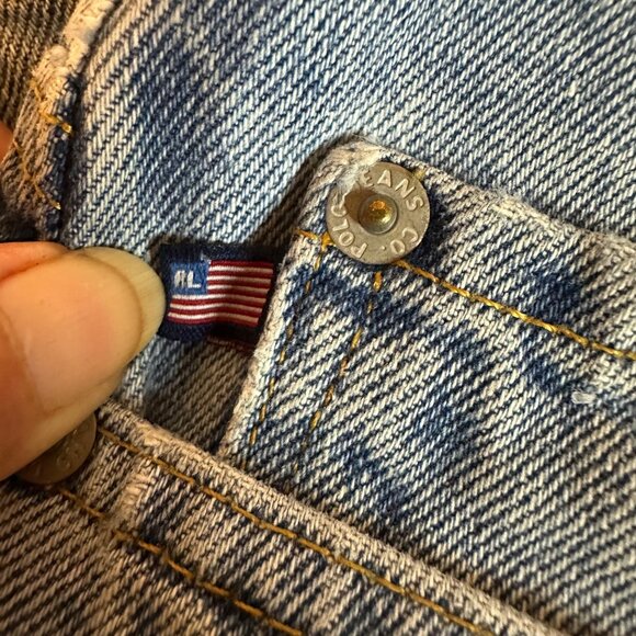 Vintage Polo Ralph Lauren Mens Banner Jeans Size 30x34 Blue Denim Streetwear Y2K - Picture 12 of 15